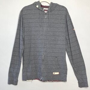 Altamont Mens L Gray Full Zip Hoodie Sweatshirt "A" AOP Alternative Grunge Y2K
